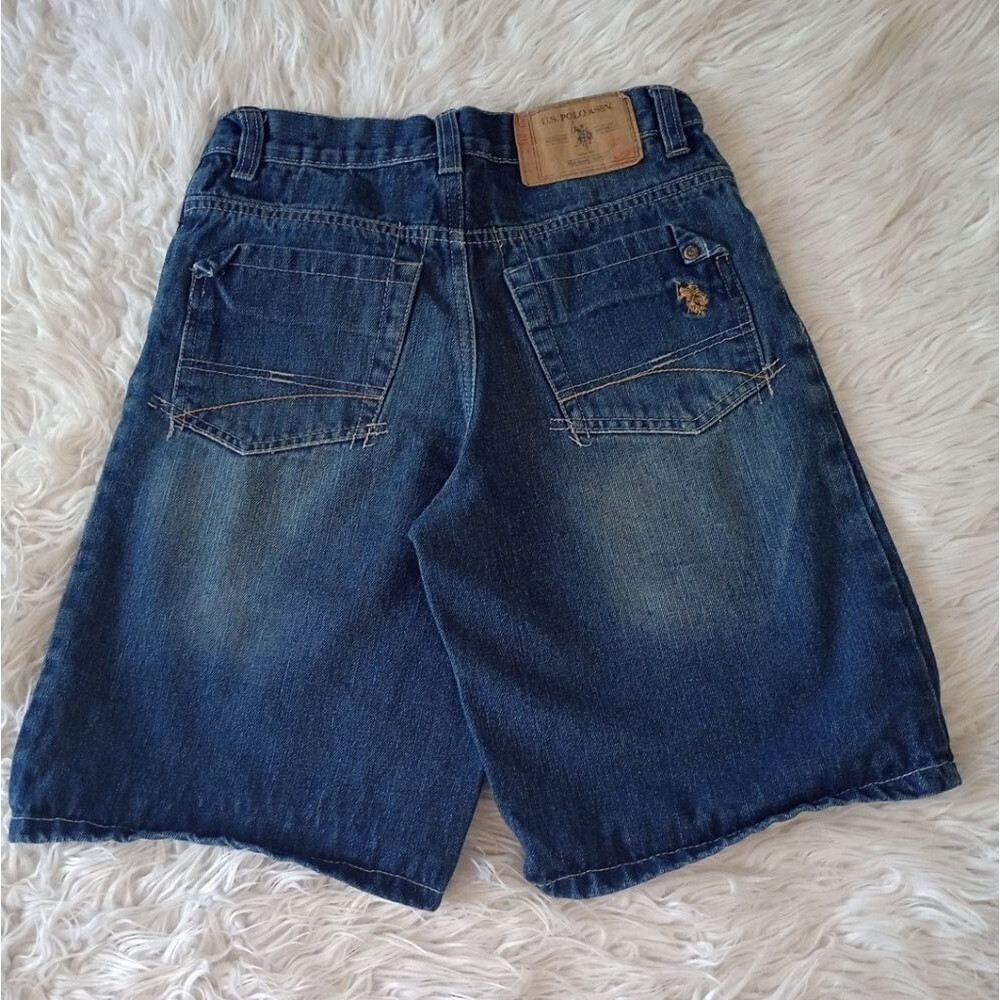 US Polo Boys Blue Bermuda Denim Shorts Sz 14 - Picture 8 of 12